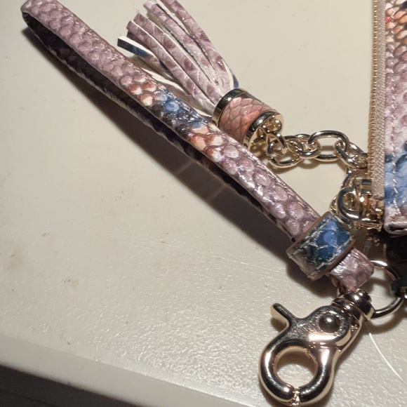 Brahmin Pink and Blue Snake Print Wristlet Bag. EUC - Picture 6 of 7